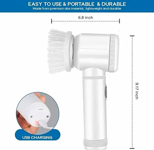 Coldless Electric Spin Scrubber,Bathroom Cleaning Brush Power Scrubber with 5 Replaceable Brush Heads for Floor, Tub, Tile, Kitchen, White