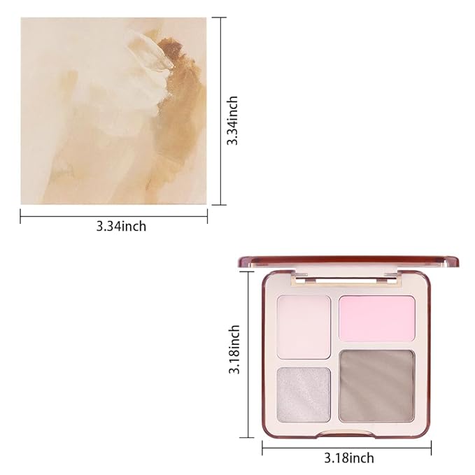 3 IN 1 Brown Nude Face Highlight Bronzer Powder Palette for Face Cheeks Contour Brightening, Buildable Matte Coverage Natural Makeup,Ultra Sculpt Nose Shadow Eyeshadow Primer 03#