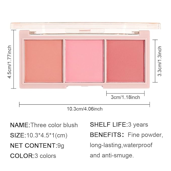 3 IN 1 Brown Nude Face Highlight Bronzer Powder Palette for Face Cheeks Contour Brightening, Buildable Matte Coverage Natural Makeup,Ultra Sculpt Nose Shadow Eyeshadow Primer 01# (01#, 3 Grid)