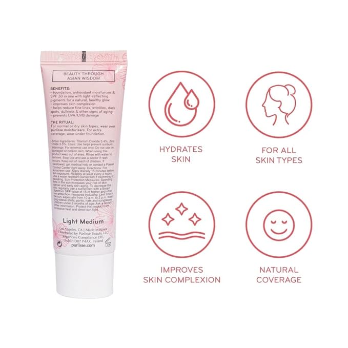 pΕ«rlisse Radiant Glow Illuminating BB Cream with SPF 30 - Glow BB Cream Enriched with Goji & Hawthorn Berry for Dewy Skin - Helps to Improve Skin Texture & Radiance - Deep (1.4 oz)