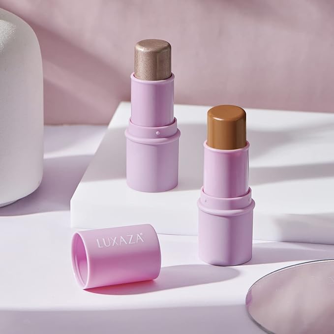 2Pcs Highlighter Bronzer Makeup Stick, Face Makeup Sticks for Cheeks
