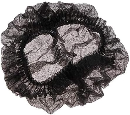 Tvoip 100Pcs 19" Disposable Cap Hair Net Cap Hair Hat Anti Dust Net Bouffant Cap Non-Woven Head Cover Hat Elastic Cleaning Hair Protect Hat Cap (Black)