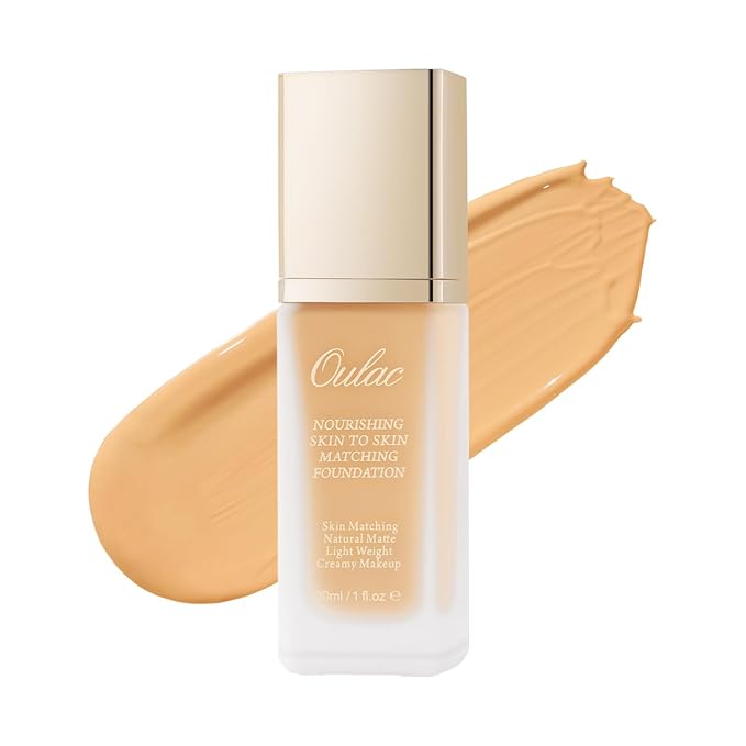 Oulac Foundation Make Up, Skincare Infused With Aloe Leaf And Vitamin E, Medium to High Coverage Liquid Foundation, Foundation Vegan 30ml, ShadeοΌDesert 12