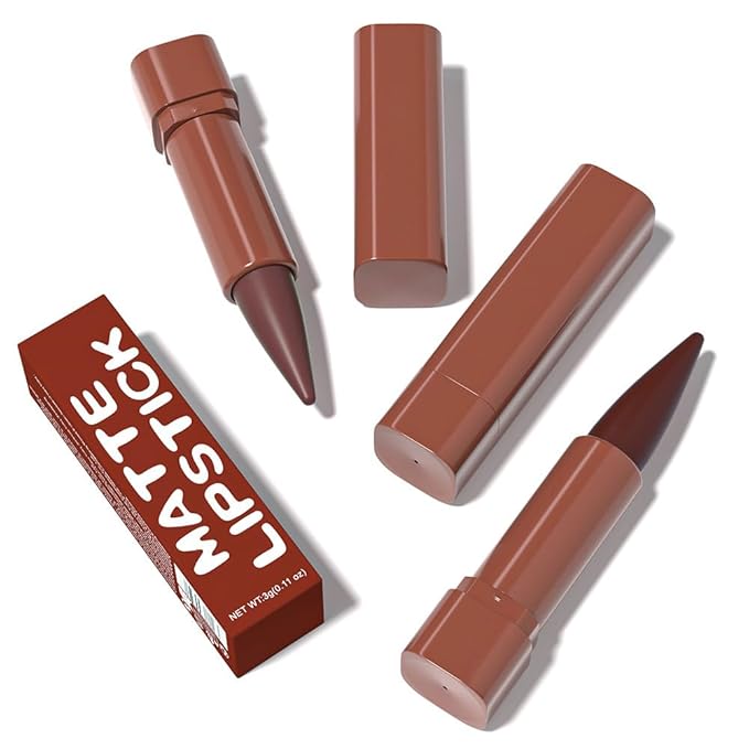 BINGBRUSH 2-in-1 Gradient Lip Liner & Lipstick Combo,2Pcs Matte Longwear Waterproof Lip Pencil with Cone Tip,Smudge Proof Crayon for Flawless Ombre Contour,Women's Long Lasting Makeup Set(06#&07)