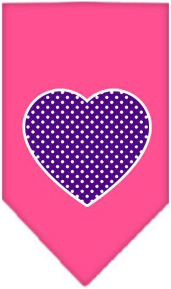 Mirage Pet Products Purple Swiss Dot Heart Screen Print Bandana for Pets, Large, Navy Blue
