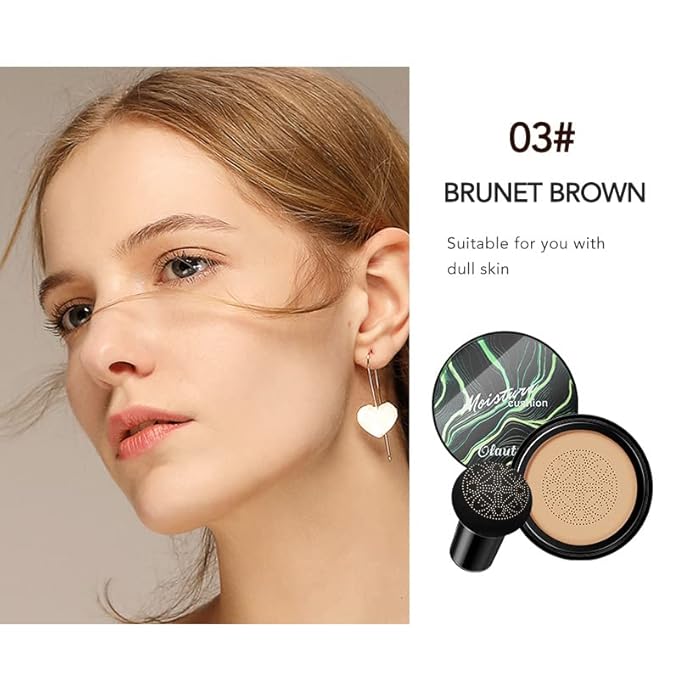 Honey and Pine Makeup, Air Cushion CC Cream Mushroom Head Foundation, BB Cream Moisture Foundation, Long Lasting Matte Concealer, Full Coverage Waterproof Coverup for All Skin Types (Natural, 1)