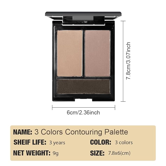 Matte Shimmer Highlight Bronzer Powder Palette with Mirror for Face Cheek Contour Brightening,Buildable Coverage Natural Makeup,Ultra Sculpt Nose Shadow (Matte gray brown dark with mirror)