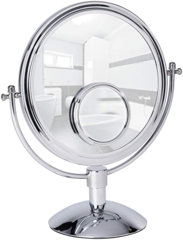 WENKO 22016100 Cosmetic Mirror Grando, Steel, 13.0 x 14.6 x 6.7 inch