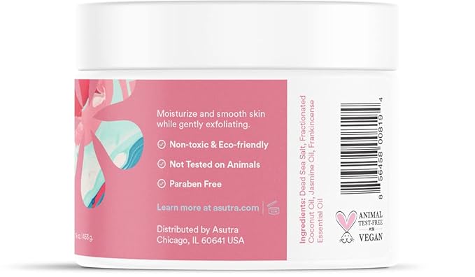 ASUTRA Dead Sea Salts Essential Oil Body Scrub Bundle β 3, Full-Size 16 oz Body Scrubs β Refreshing Jasmine, Sensual Rose, Purifying Peppermint β Ultra Hydrating, Gentle, and Moisturizing