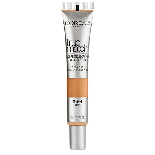 LβOrΓ©al Paris True Match Eye Cream in a Concealer, 0.5% hyaluronic acid, Light N3-4, 0.4 fl. oz.