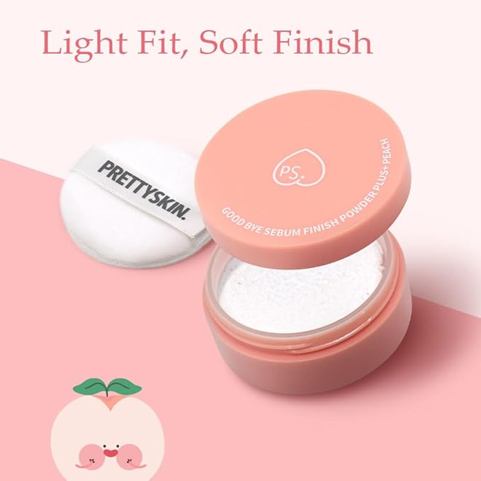 Goodbye Sebum Control Finish Powder 5g β Lightweight Oil-Absorbing Face & Hairline Powder for Long-Lasting Soft Matte Finish (Peach)