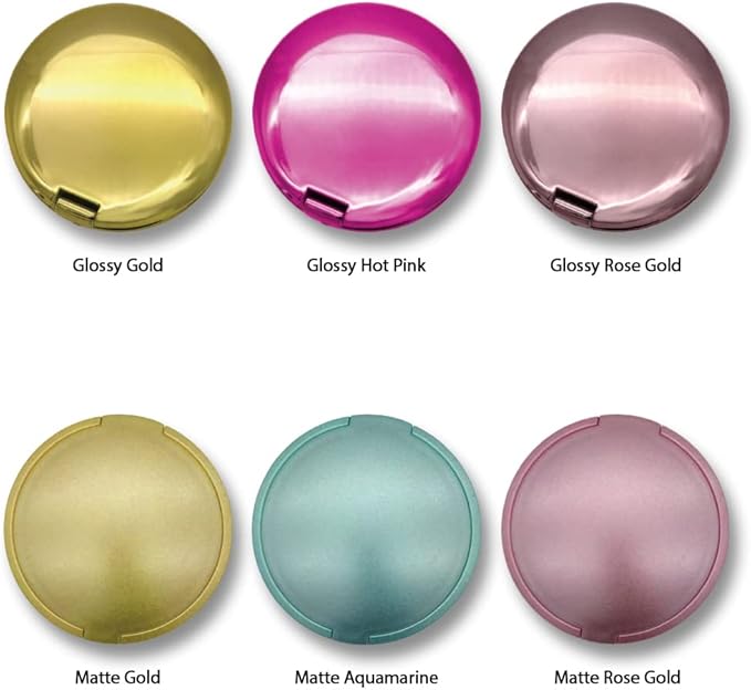 2 Pcs Folding Compact Travel Makeup Mirror 2X 1x Magnification Portable Mini Beauty Accessories (Matte Rose Gold)