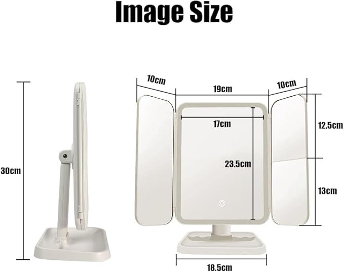 Smart Touch Control Makeup Mirror with 1X/2X/3X Magnification & 270° Rotation - 52 LED Vanity Mirror with 3 Lighting Modes, 95% Daylight Accuracy, USB Charging, Foldable Design for Travel & Home Use
