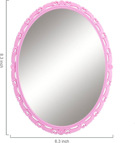 Magnetic Locker Mirror, 5"x7"Real Glass Small Mirrors for Locker with Magnetic Backing, for School Locker, Bathroom, Household Refrigerator, Locker Accessory, Workshop Toolbox or Office Cabinet(Pink)