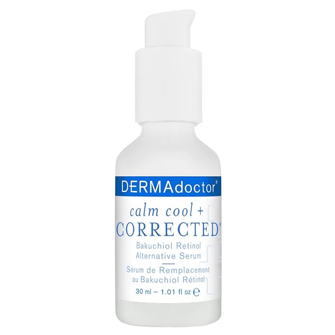 DERMAdoctor Calm Cool + Corrected Dermatologist Formulated Bakuchiol Retinol Alternative Serum for Sensitive Skin; Anti Aging Serum for Fine Lines, Wrinkles, Brightening and Pore Minimizing - 1.01 oz