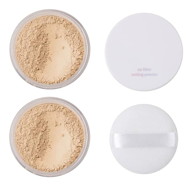 Meifen Setting Powder, Control Oil Brighten Skin Color Cover Blemish Whitening Face Setting Loose Powderγ (02 Cool Beige, 0.56 Ounce (Pack of 1))