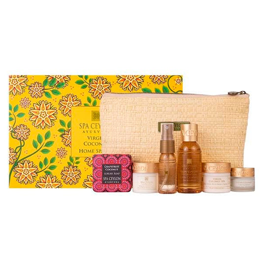 Spa Ceylon Virgin Coconut Home Spa Set | Body Care Set & Mini Travel Bag | Pamper Gift | Organic Bath Products