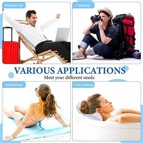 Jetec Inflatable Bath Pillow for Tub Non Slip Bathtub Pillow Soft Comfortable Terry Cloth Bath Pillow White Head Spa Pillow with Suction Cup for Bathtub Cushion, Hot Tub