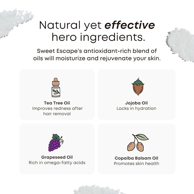 Bushbalm Ingrown Hair Exfoliating Scrub - Reduces Appearance of Ingrown Hairs and Helps with Underarm Bumps - Soothes Razor Bumps, Post Shave Redness and Itching - Sweet Escape 236 ml