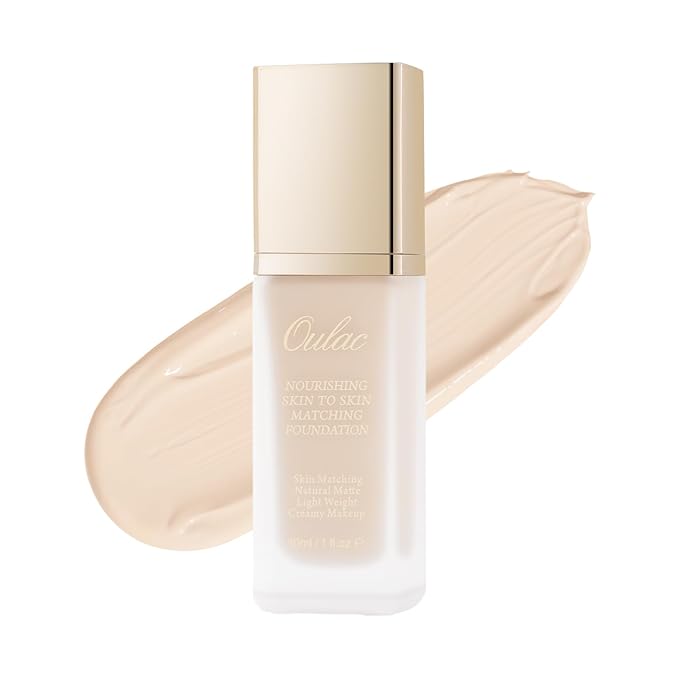Oulac Foundation Make Up - Skincare Infused With Aloe Leaf and Vitamin E, Medium to High Coverage Liquid Vegan Foundation 30ml, Shade: Porcelain 01