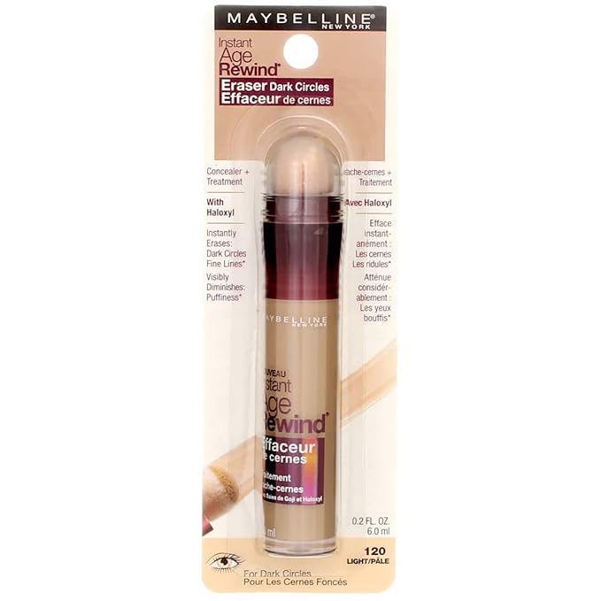 Maybelline Instant Age Rewind Eraser Dark Circles Treatment Concealer, Light 0.2 oz (Pack of 6)
