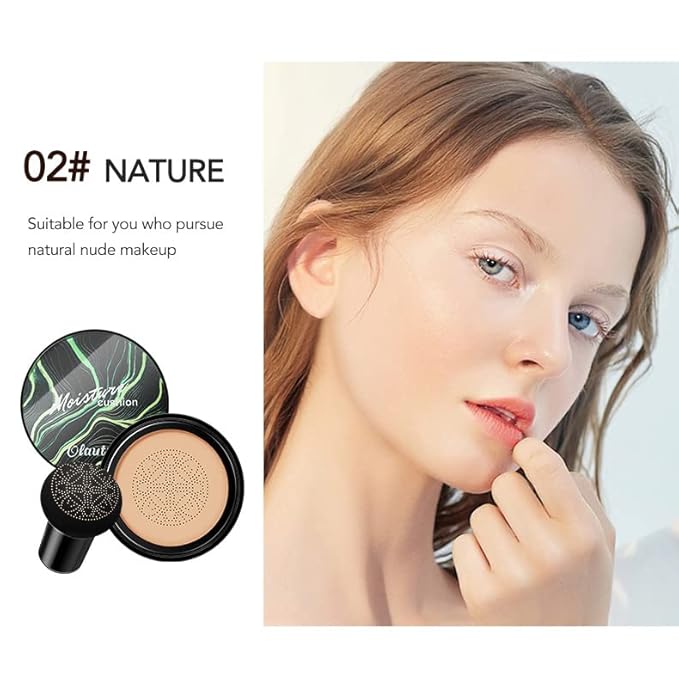 Honey and Pine Makeup, Air Cushion CC Cream Mushroom Head Foundation, BB Cream Moisture Foundation, Long Lasting Matte Concealer, Full Coverage Waterproof Coverup for All Skin Types (Natural, 1)