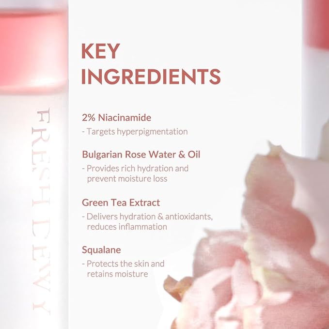 Fresh Dewy Rose Petal Facial Serum Mist Korean Face Spray for Deep Hydration Skincare on the Go 3.38 oz