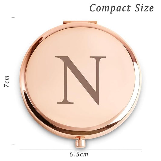 Personalized Gifts for Women Girls, Initial Compact Mirror, Unique Mothers Day Birthday Gifts for Friends Mom Wife Grandma Sister Daughter, 2025 Graduation Gifts for Her College Medical High School