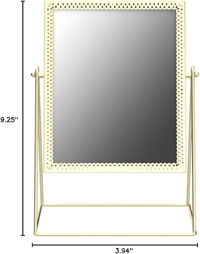 LONGSHENG - SINCE 2001 - Makeup Mirror Single Sided Cosmetic Mirror Rectangle Beauty Mirror Handmade Make Up Mirror for Dresser Vanity Table Desk - Gold