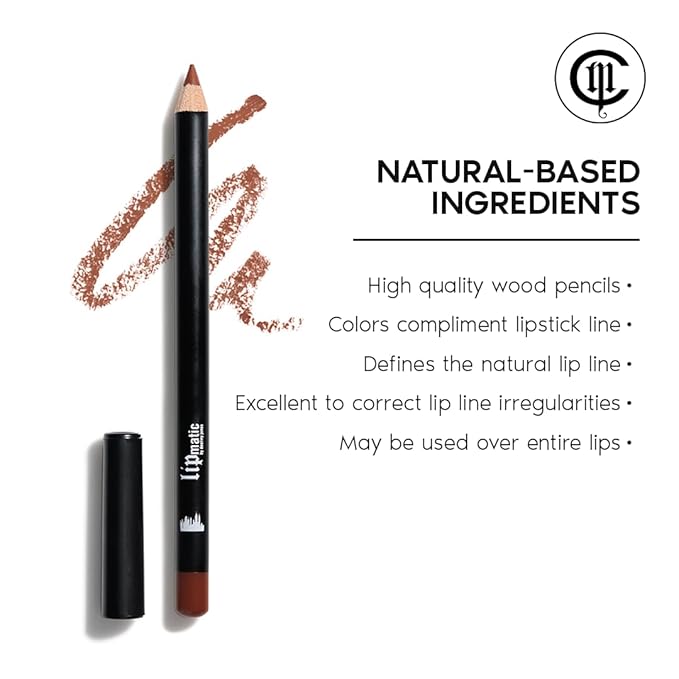 LipMatic True Brown Lip Liner - Versatile Everyday Lip Liner, Long-Lasting Lip Pencil with Castor Oil, Natural Ingredients, Paraben and Cruelty-Free, American Made- Earthy Shade