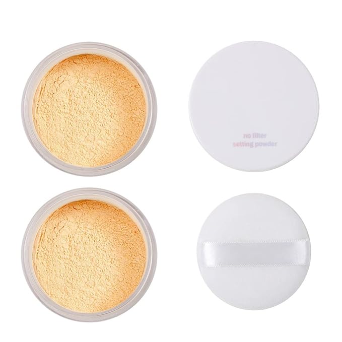 2 Pack PHOERA Banana Setting Powder, Control Oil Brighten Skin Color Cover Blemish Face Setting Loose Powderγ (03# Banana)