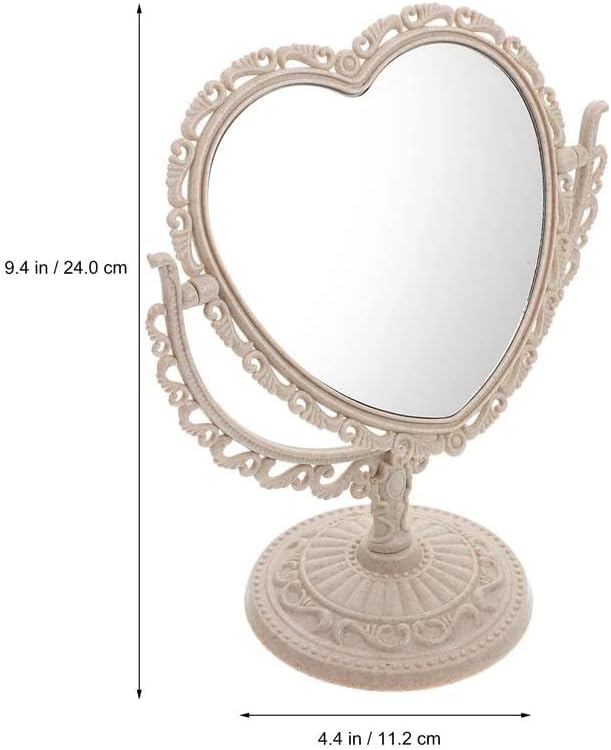 1 Pack 7-Inch Tabletop Vanity Makeup Mirror with 3X Magnification Double-Sided Rotatable Dresser Mirror Bathroom Bedroom Dressing Beauty Mirror (Beige)