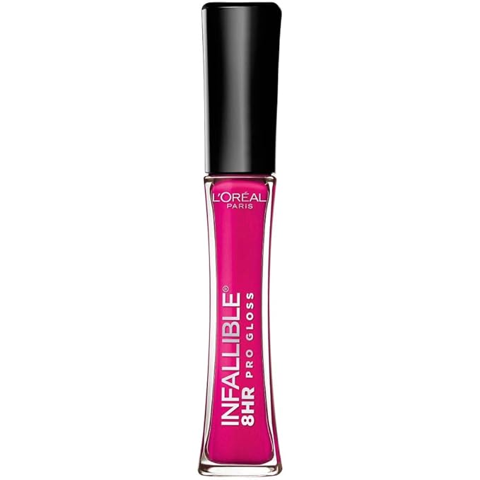 LβOreal Paris Makeup Infallible 8 Hour Hydrating Lip Gloss, Pink Topaz, 0.21 Fl Oz
