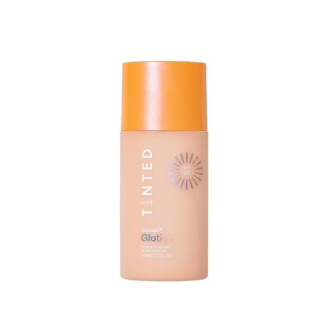Live Tinted Hueguard Glotion Mineral Tinted Sunscreen For Face SPF 50 β Lightweight Fragrance-Free Sunscreen β Clean & Vegan Primer With SPF - Light Medium .5 FL Oz