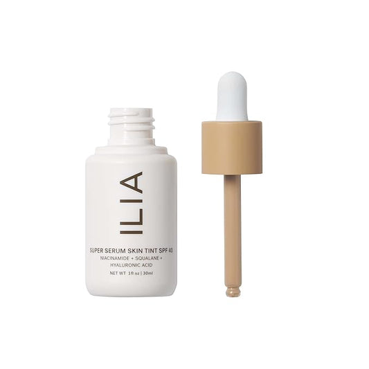ILIA - Super Serum Skin Tint SPF 40 | Non-Comedogenic, Vegan, Lightweight to Help Against Blue Light, + Pollution while Hydrating, Smoothing, + Refining (Bom Bom ST5, 1 fl oz | 30 ml)
