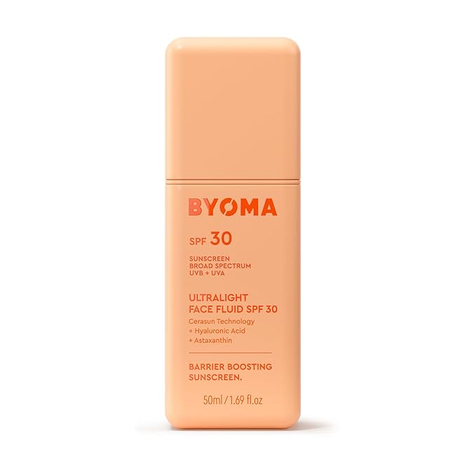 BYOMA SPF 30 Face Fluid - Ultra-Lightweight Facial Sunscreen for All Skin Tones - Luminous Glow, No White Cast - SPF Moisturizer Strengthens Skin Barrier - 1.69 fl.oz