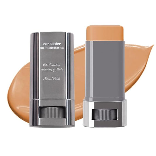 3-in-1 Foundation Stick Beauty Balm Serum Boosts Skin Tone, Solid Tinted Moisturizing Serum Contouring Foundation for Women, Natural Finish, Buildable Medium to Full Coverage(04#WHEATCOLOR)