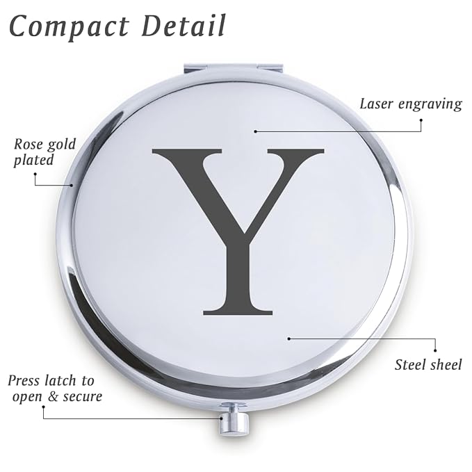 Personalized Gifts for Women Girls, Initial Compact Mirror, Unique Mothers Day Birthday Gifts for Friends Mom Wife Grandma Sister Daughter, 2025 Graduation Gifts for Her College Medical High School
