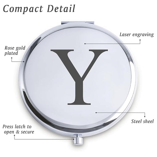 Personalized Gifts for Women Girls, Initial Compact Mirror, Unique Mothers Day Birthday Gifts for Friends Mom Wife Grandma Sister Daughter, 2025 Graduation Gifts for Her College Medical High School