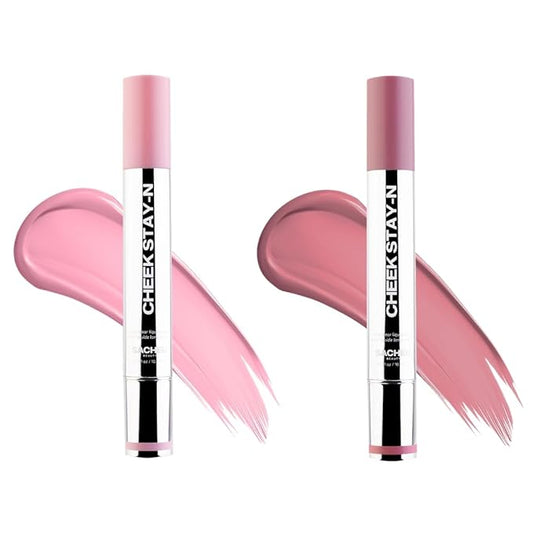 Sacheu Cheek STAY-N Liquid Blush for Cheeks β High Pigment, Buildable, Lightweight Cream Blush Infused With Squalane, for Dewy Radiant Flushed Cheeks β Long-lasting & Cruelty Free, Pretty in Pink Duo