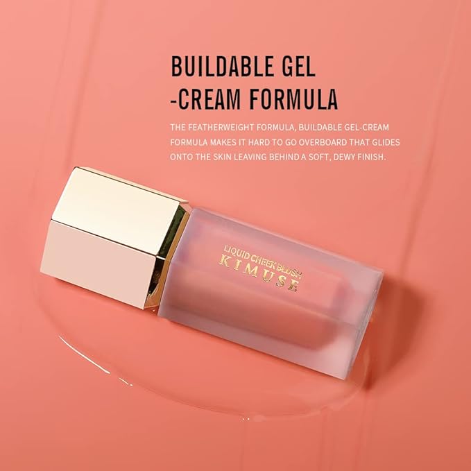 KIMUSE Liquid Blush - Soft Cream Blush for Cheeks, Long-Wearing, Waterproof & Smudge Proof, Dewy Finish