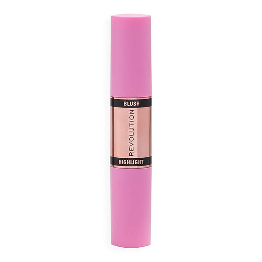 Revolution, Blush & Highlight Stick, Dual Ended, Highly Pigmented, Blendable Formula, Flushing Pink, 2 X 0.15 Oz.