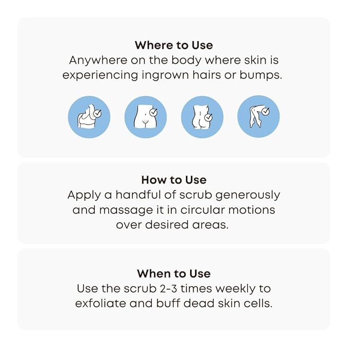 Bushbalm Ingrown Hair Exfoliating Scrub - Reduces Appearance of Ingrown Hairs and Underarm Bumps, Soothes Skin and Post Shave Redness - Nude, 236 ml