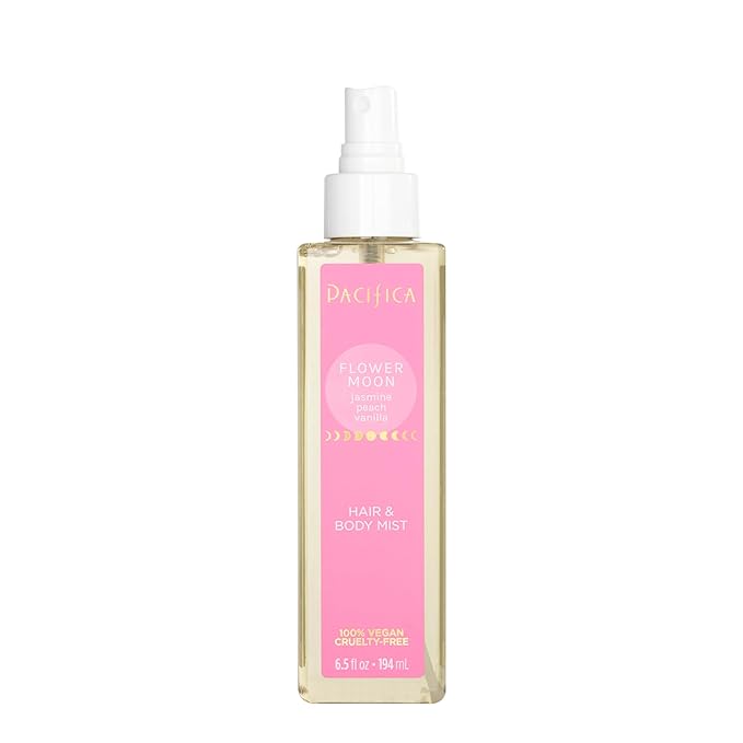 Pacifica Hair Perfume & Body Fragrance Spray Mist - Flower Moon with Jasmine, Peach & Vanilla β Alcohol-Free, Vegan & Cruelty-Free, 6.5 oz