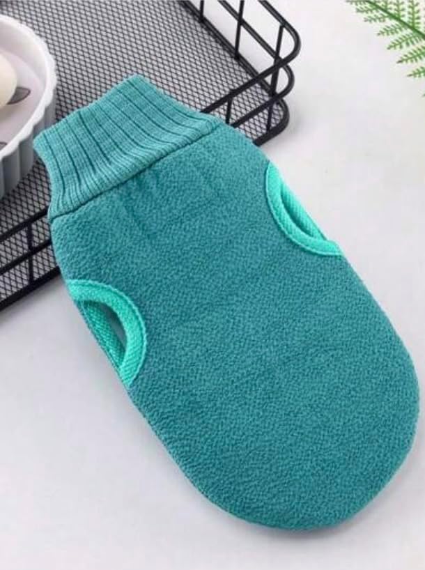 Exfoliating Bath Glove, Teal, Double-Sided Body Scrubber