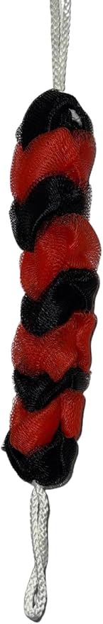 Long Reach Nylon Mesh Elastic Dual-Color Bathing Sponge for Soft Sensitive Skin (Black-red)