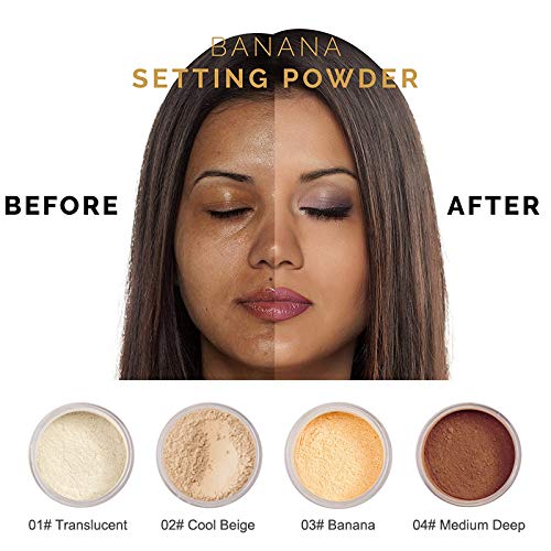 2 Pcs PHOERA Setting Powder, Control Oil Brighten Skin Color Cover Blemish Whitening Face Setting Loose Powder。 (01# Translucent & 02# Cool Beige)