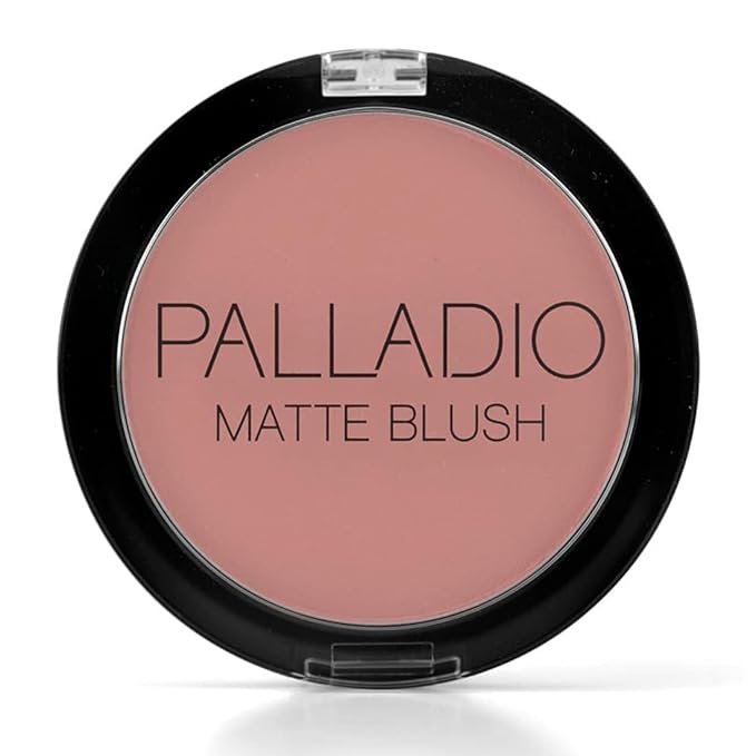 Palladio Matte Blush, Brushes onto Cheeks Smoothly, Soft Matte Look and Even Finish, Flawless Velvety Coverage, Effortless Blending Makeup, Flatters the Face, Convenient Compact, Peach Ice