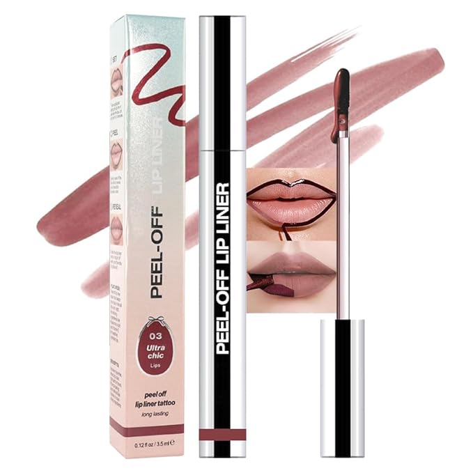 Matte Lip Gloss Stain-Peel Off Lip Liner Tattoo, Brownish Red Lip TintοΌLong Lasting Peel Off Lip Stain, Waterproof Transfer-proof Lip Mask Lip Liner Peel Off Lip Gloss,Stayn Lip Makeup. #03