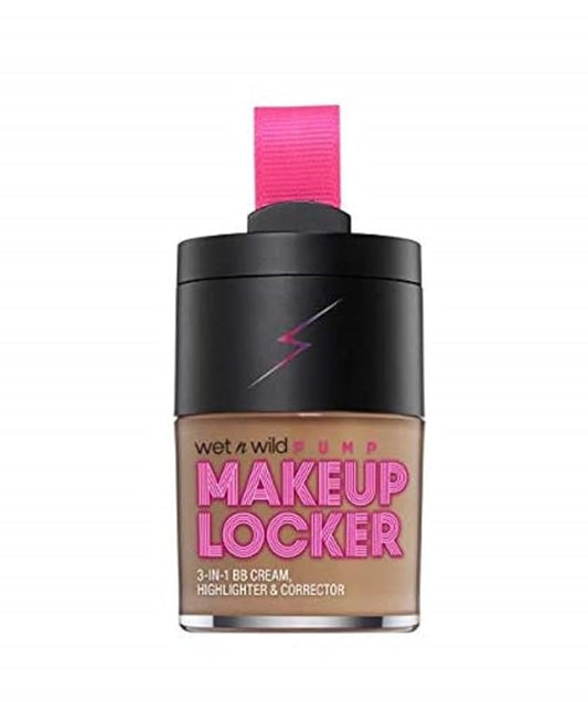 wet n wild Makeup Locker- 3-In-1 Sheer BB Cream, Highlighter & Corrector (177A Medium Deep)